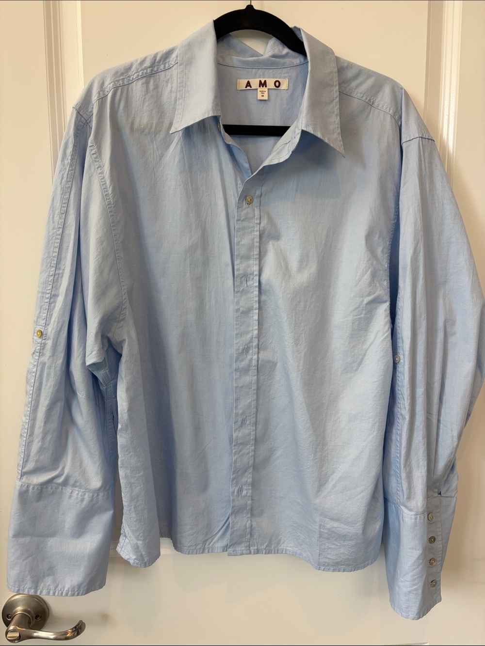 AMO Light Blue Button-Down Shirt - Poplin oversized shirt